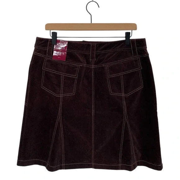 Vintage Gitano Brown Velvet A-Line Midi Skirt - Picture 2 of 5